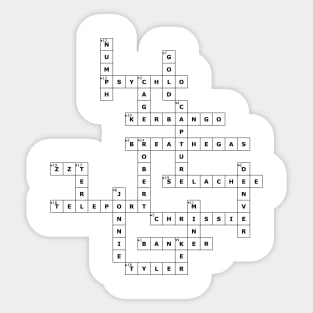 (1982BE) Crossword pattern with words from an (in)famous 1982 science fiction book. Sticker